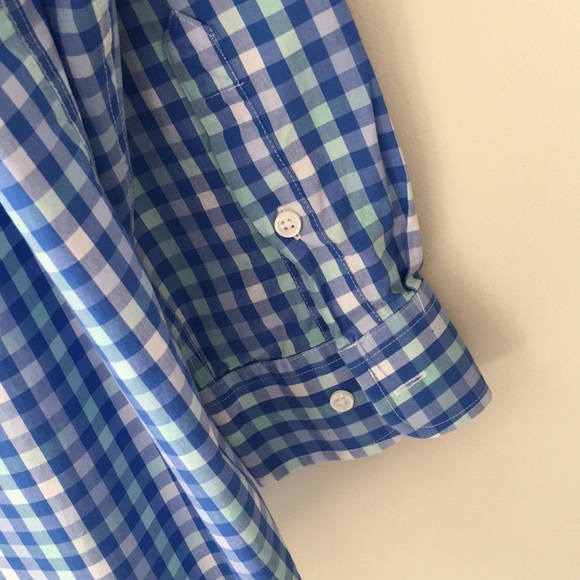 Club Room Blue Check Cotton Button Front Shirt - Picture 5 of 8